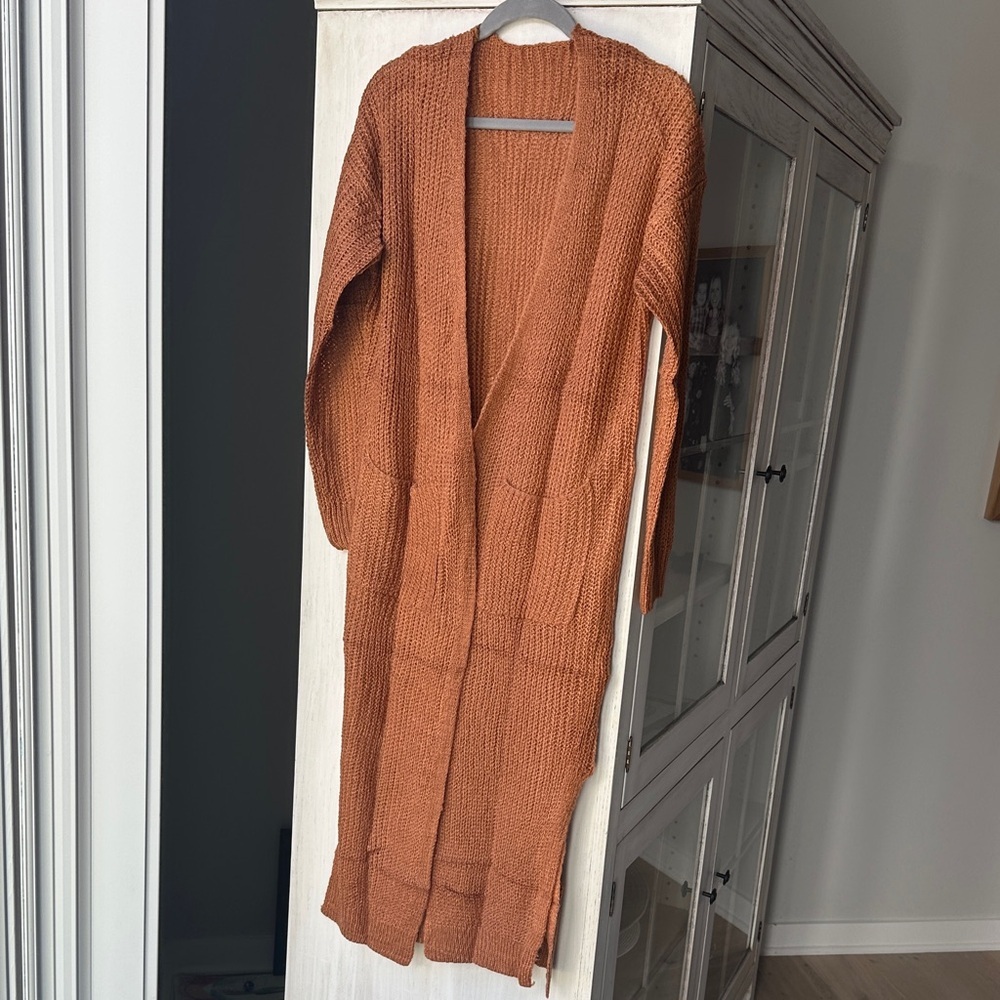 Women's Rust Open-Front Sweater